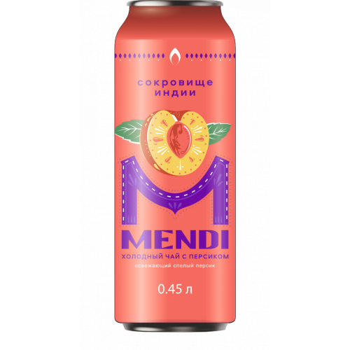 Холодный чай Mendi Сокровище Индии Персик, 0,45 л